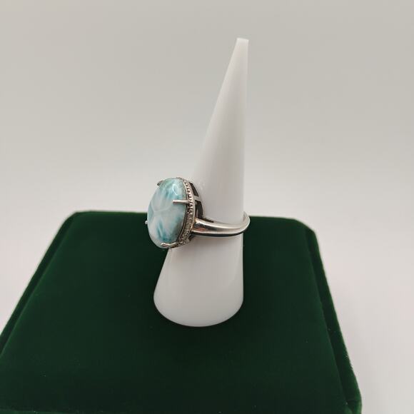 Sterling Silver Blue Larimar Ring Sz 6 - Picture 2 of 6